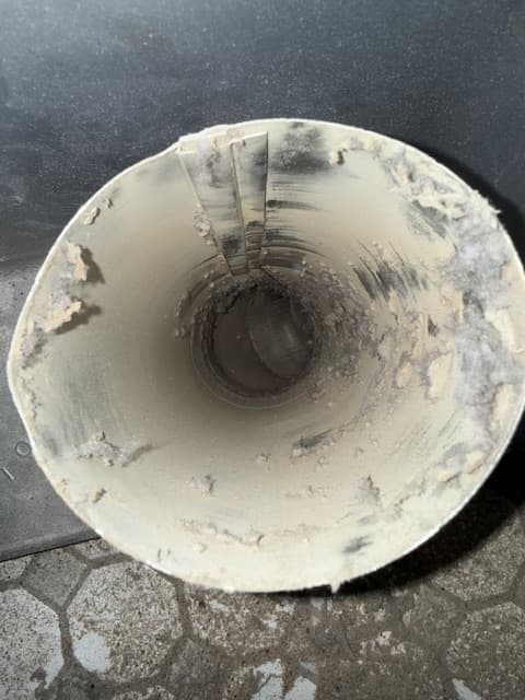 Dryer vent before cleaning from the additional dryer vent set