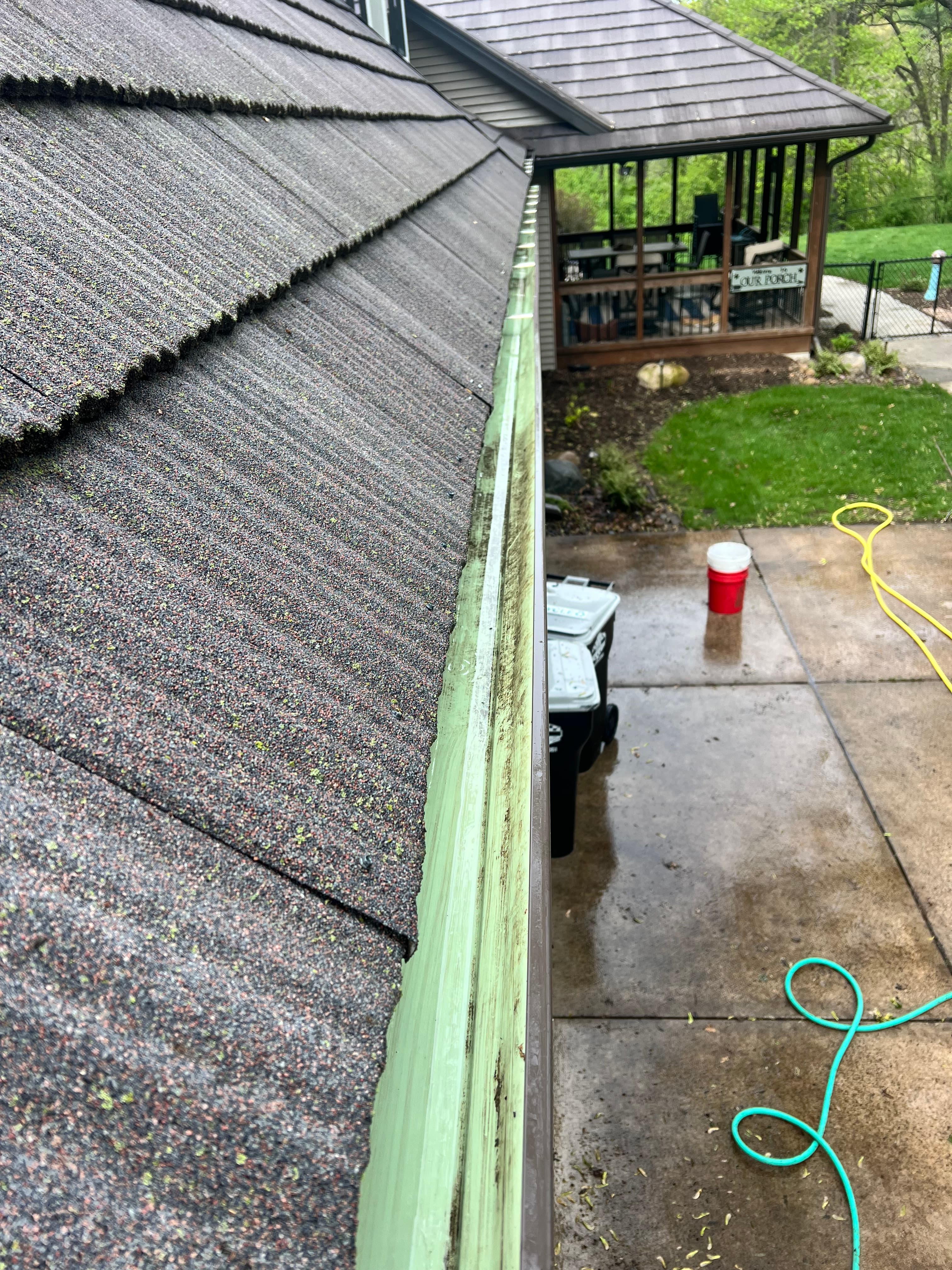 Gutter after cleaning with debris removed
