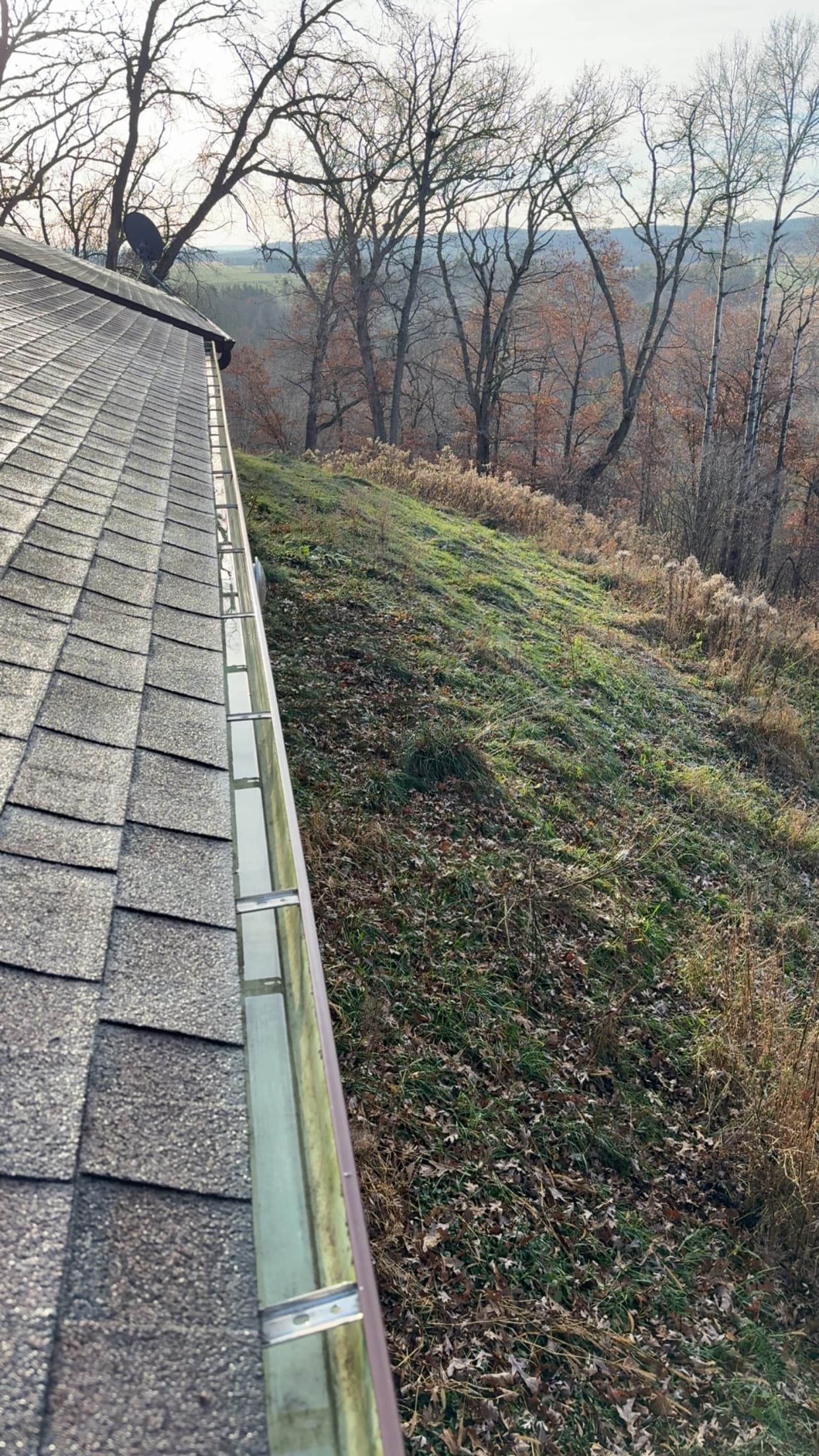 Gutter after cleaning with buildup cleared away
