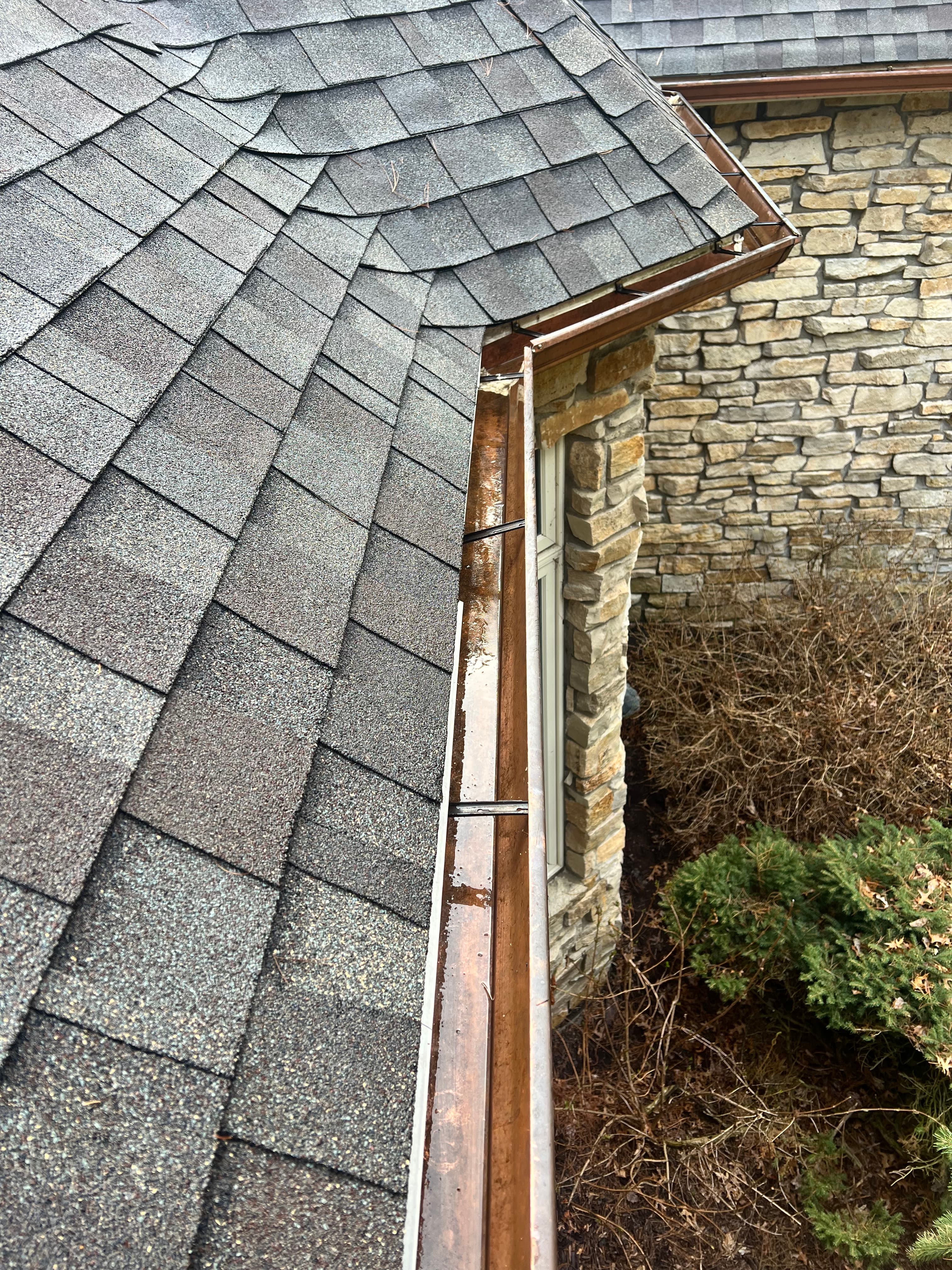Gutter after cleaning with debris removed