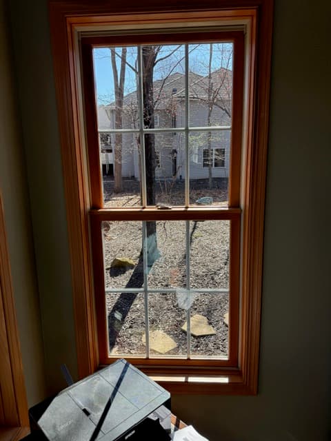 Window after professional cleaning with buildup removed from the new set