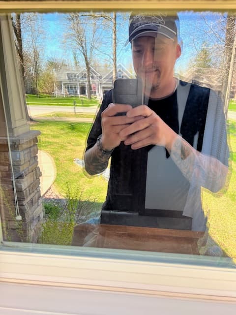 Window after professional cleaning with clear glass