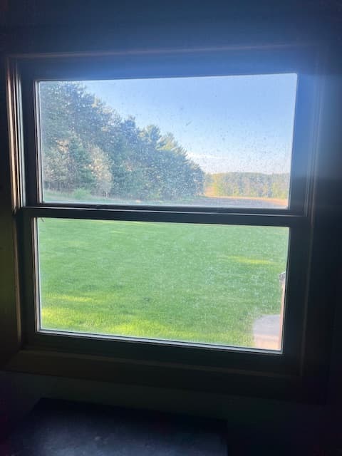 Window before professional cleaning with dirt on the glass