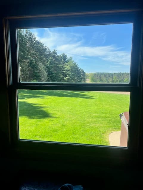 Window after professional cleaning with improved clarity