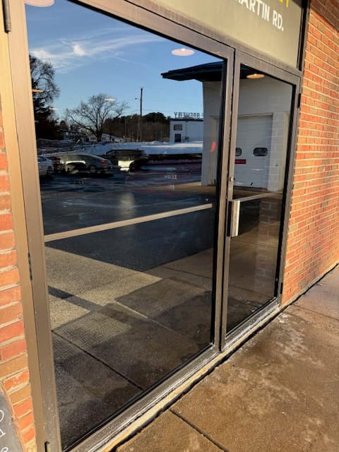 Storefront glass after professional cleaning